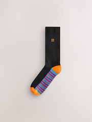 Black Bright Stripe Footbed Cushioned Sole Comfort Socks 10 Pack - Image 9 of 14