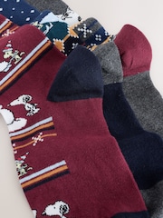 Navy/Burgundy - ស្រោមជើងបុណ្យណូអែល Snoopy 3 កញ្ចប់ - រូបភាព 4 នៃ 7