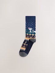 Navy/Burgundy - ស្រោមជើងបុណ្យណូអែល Snoopy 3 កញ្ចប់ - រូបភាព 5 នៃ 7