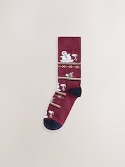 Navy/Burgundy - ស្រោមជើងបុណ្យណូអែល Snoopy 3 កញ្ចប់ - រូបភាព 6 នៃ 7
