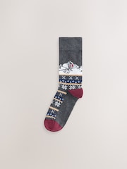 Navy/Burgundy - ស្រោមជើងបុណ្យណូអែល Snoopy 3 កញ្ចប់ - រូបភាព 7 នៃ 7