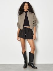Apricot Black Bubble Hem Cotton Mini Shorts - Image 3 of 4