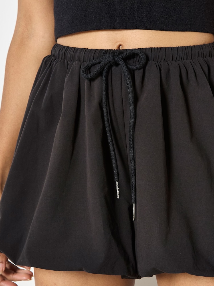 Apricot Black Bubble Hem Cotton Mini Shorts - Image 4 of 4