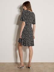 Apricot Black Polka Dot Wrap Mini Dress - Image 2 of 4