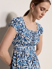 Apricot Blue Watercolour Leaf Midi Dress - Image 3 of 4