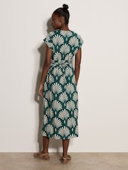 Apricot Green Fan Print Midaxi Dress - Image 2 of 4