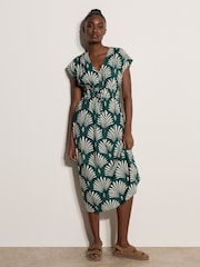 Apricot Green Fan Print Midaxi Dress - Image 3 of 4