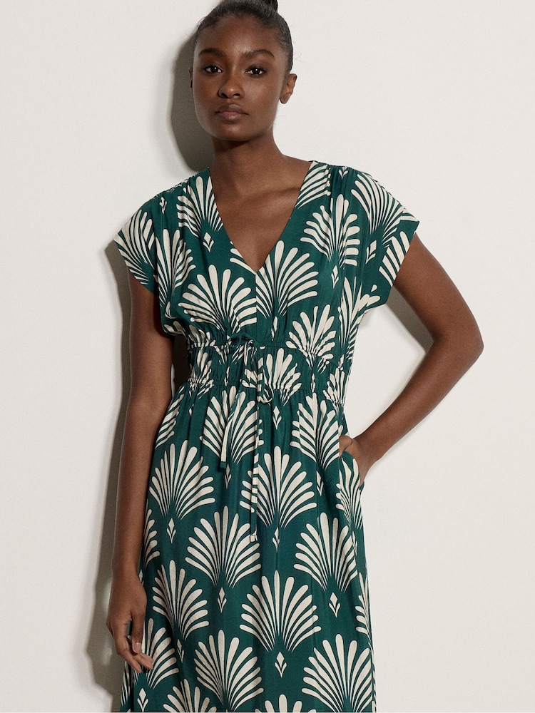 Apricot Green Fan Print Midaxi Dress - Image 4 of 4 Apricot Green Fan Print Midaxi Dress - Image 4 of 4