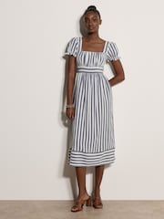 Apricot Blue Stripe Milkmaid Midaxi Dress - Image 1 of 4