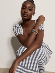 Apricot Blue Stripe Milkmaid Midaxi Dress - Image 4 of 4
