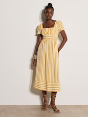Apricot Yellow Stripe Milkmaid Midaxi Dress - Image 2 of 5