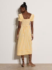 Apricot Yellow Stripe Milkmaid Midaxi Dress - Image 3 of 5