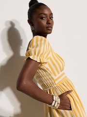 Apricot Yellow Stripe Milkmaid Midaxi Dress - Image 4 of 5