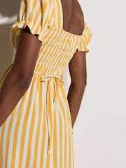 Apricot Yellow Stripe Milkmaid Midaxi Dress - Image 5 of 5