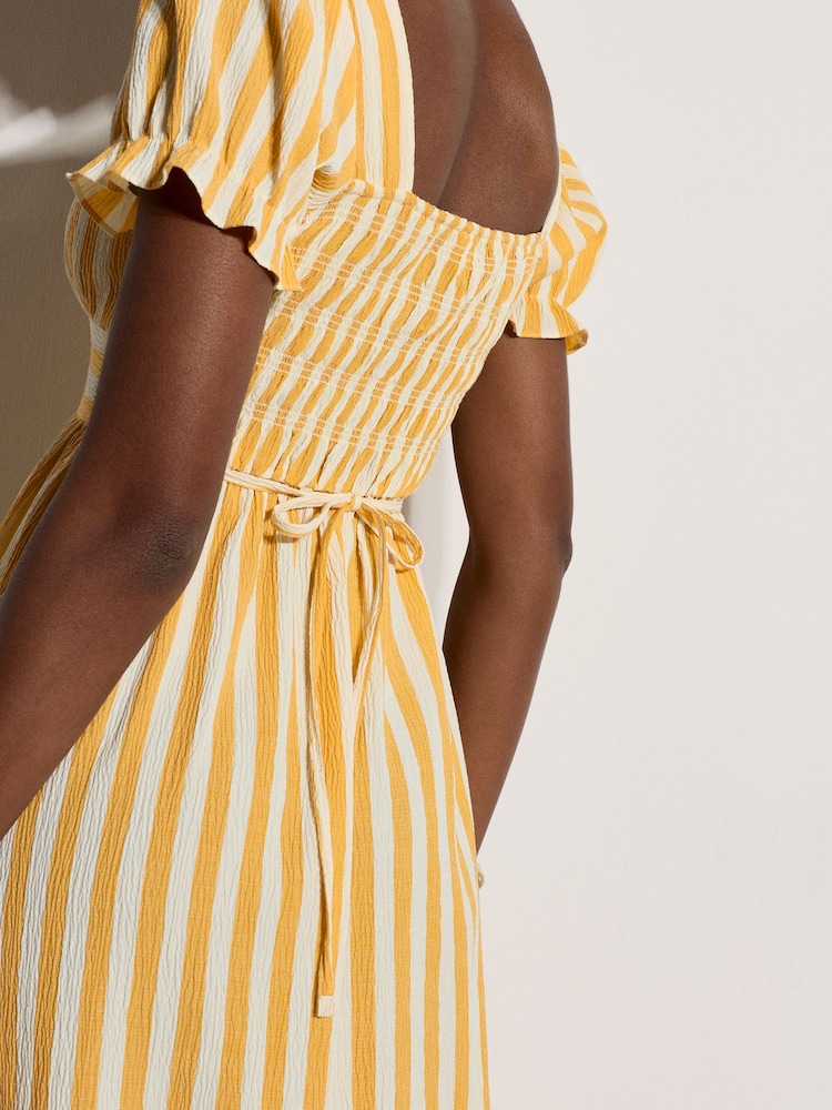 Apricot Yellow Stripe Milkmaid Midaxi Dress - Image 5 of 5 Apricot Yellow Stripe Milkmaid Midaxi Dress - Image 5 of 5