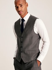 Joules Neutral Regular Fit Textured Suit Waistcoat - Image 1 of 7