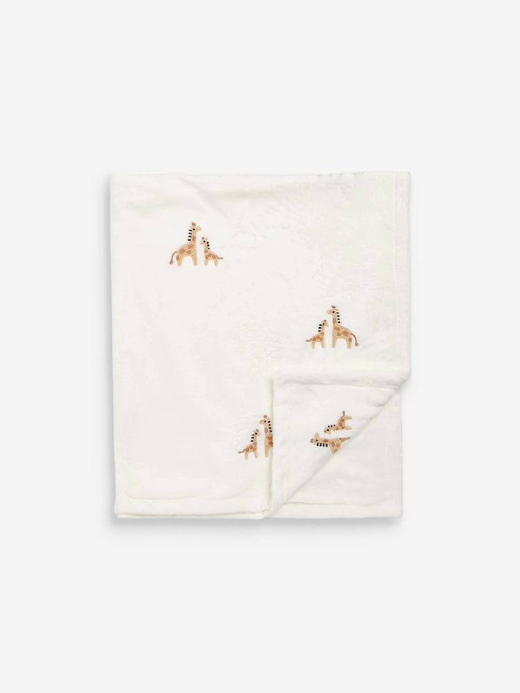 White Giraffe Fleece Baby Blanket - Image 5 of 7