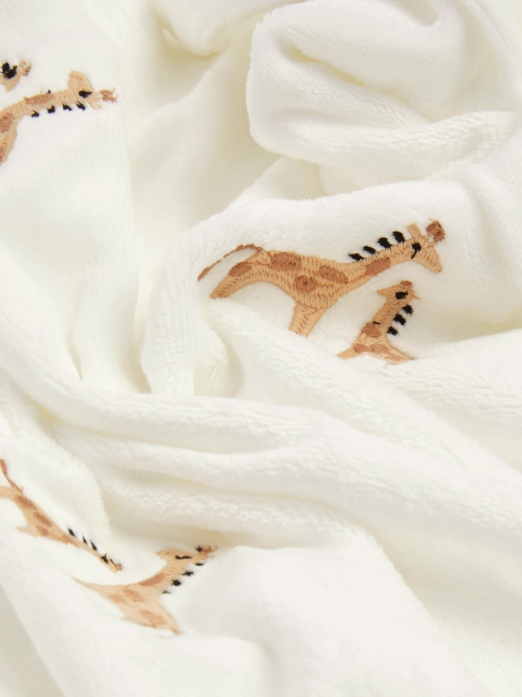 White Giraffe Fleece Baby Blanket - Image 6 of 7