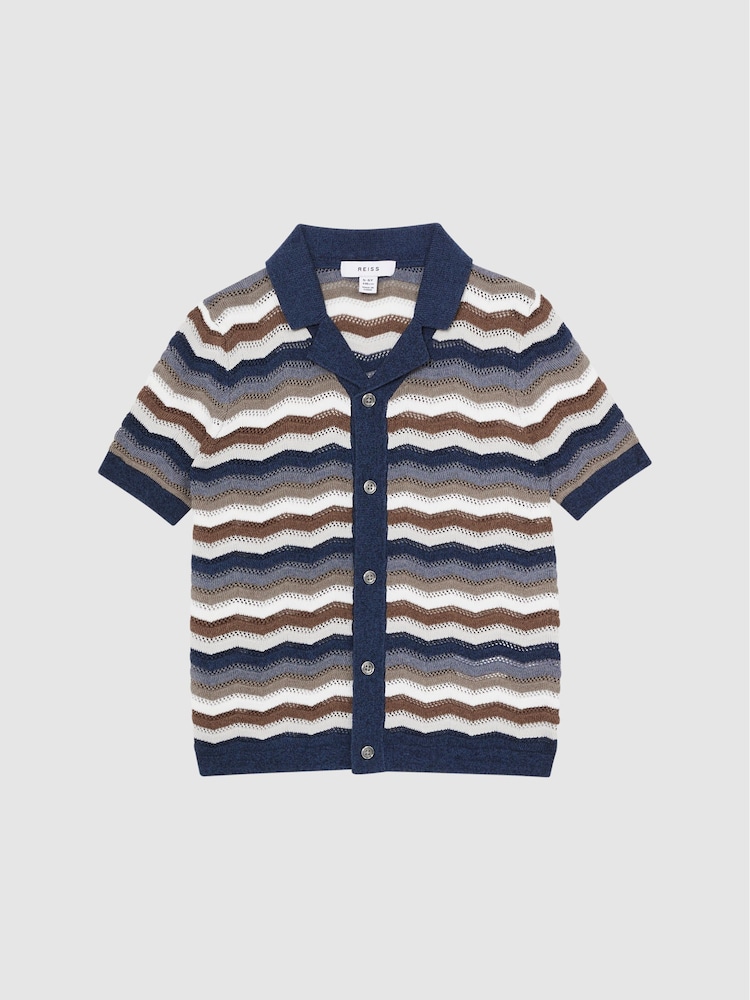 Reiss Multi Whiteley 9-12 yrs Cuban Collar Printed Shirt - Image 2 of 6