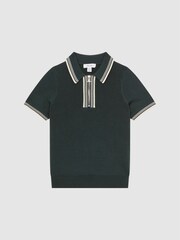 Reiss Emerald Regency Senior Half-Zip Striped T-Shirt - Image 2 of 7