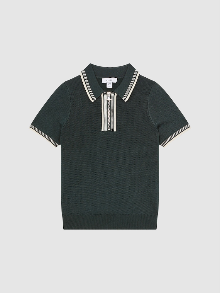 Reiss Emerald Regency Senior Half-Zip Striped T-Shirt - Image 2 of 7