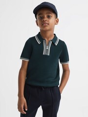 Reiss Emerald Regency Senior Half-Zip Striped T-Shirt - Image 3 of 7