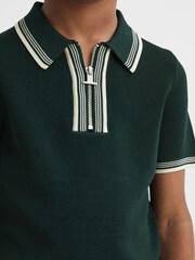 Reiss Emerald Regency Senior Half-Zip Striped T-Shirt - Image 4 of 7