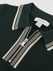 Reiss Emerald Regency Senior Half-Zip Striped T-Shirt - Image 7 of 7