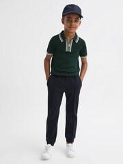 Reiss Emerald Regency Junior Half-Zip Striped T-Shirt - Image 3 of 7