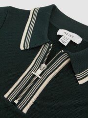 Reiss Emerald Regency Junior Half-Zip Striped T-Shirt - Image 7 of 7