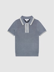 Reiss Ashley Blue Regency 4-9 yrs Half Zip Striped T-Shirt - Image 2 of 6