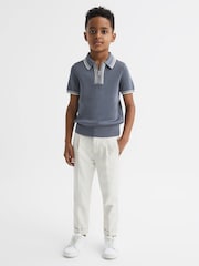 Reiss Ashley Blue Regency 4-9 yrs Half Zip Striped T-Shirt - Image 3 of 6