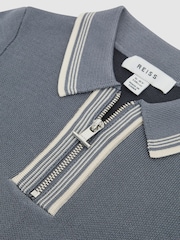Reiss Ashley Blue Regency 4-9 yrs Half Zip Striped T-Shirt - Image 6 of 6