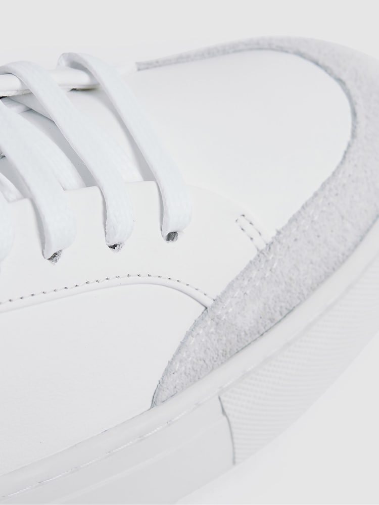 Reiss White Ashley Perf Leather Low Top Trainers - Image 5 of 5