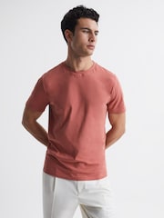 Reiss Faded Rose Bless Marl Crew Neck T-Shirt - Image 1 of 6