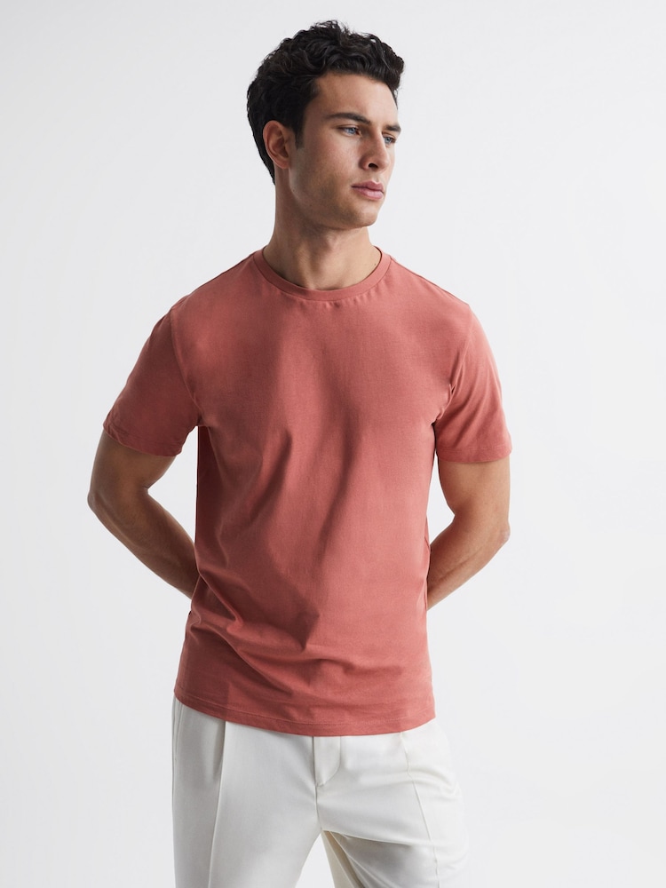 Reiss Faded Rose Bless Marl Crew Neck T-Shirt - Image 1 of 6
