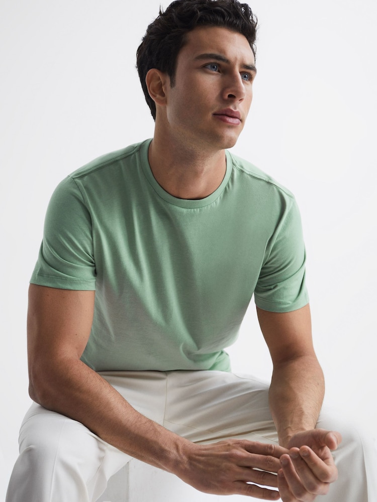 Reiss Frosty Green Bless Marl Crew Neck T-Shirt - Image 1 of 7