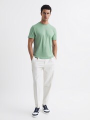 Reiss Frosty Green Bless Marl Crew Neck T-Shirt - Image 3 of 7