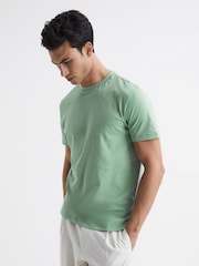 Reiss Frosty Green Bless Marl Crew Neck T-Shirt - Image 6 of 7