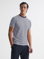 Reiss Navy/White Keats Striped Short Sleeve Crew Neck T-Shirt - Image 1 of 6
