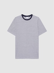 Reiss Navy/White Keats Striped Short Sleeve Crew Neck T-Shirt - Image 2 of 6