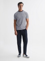 Reiss Navy/White Keats Striped Short Sleeve Crew Neck T-Shirt - Image 3 of 6