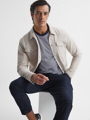 Reiss Navy/White Keats Striped Short Sleeve Crew Neck T-Shirt - Image 6 of 6