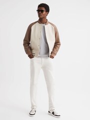 Reiss Oatmeal/White Keats Striped Crew Neck T-Shirt - Image 3 of 5