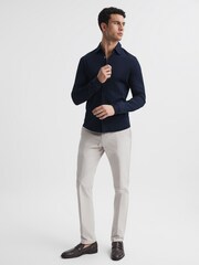 Reiss Navy King Mercerised Cotton Button-Through Shirt - Image 3 of 6