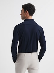 Reiss Navy King Mercerised Cotton Button-Through Shirt - Image 5 of 6