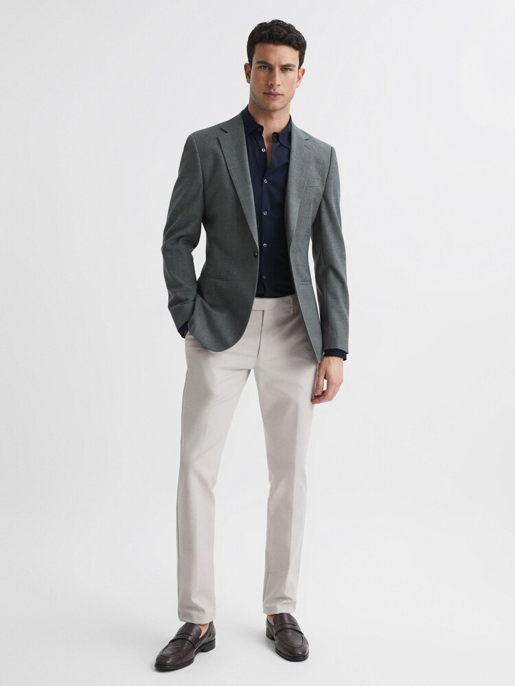 Reiss Navy King Mercerised Cotton Button-Through Shirt - Image 6 of 6