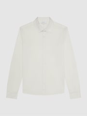 Reiss Ecru King Mercerised Cotton Button-Through Shirt - Image 2 of 6