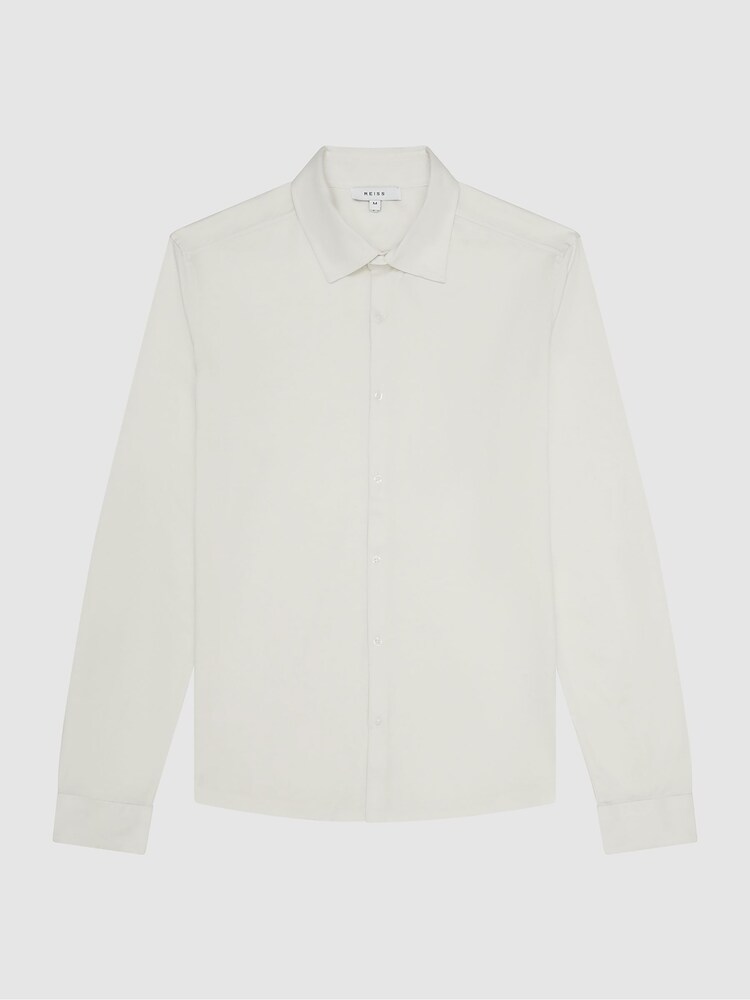 Reiss Ecru King Mercerised Cotton Button-Through Shirt - Image 2 of 6