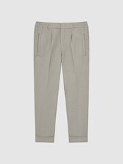 Reiss Taupe Brighton Junior Relaxed Elasticated Trousers with Turn-Ups - Image 2 of 7
